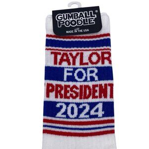 Gumball Poodle Taylor For President Swiftie Ribbed Gym Crew Socks Made in USA